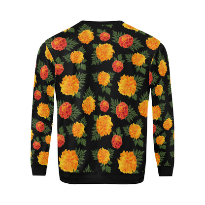 Marigold Pattern Print Design MR05 Men Long Sleeve Sweatshirt
