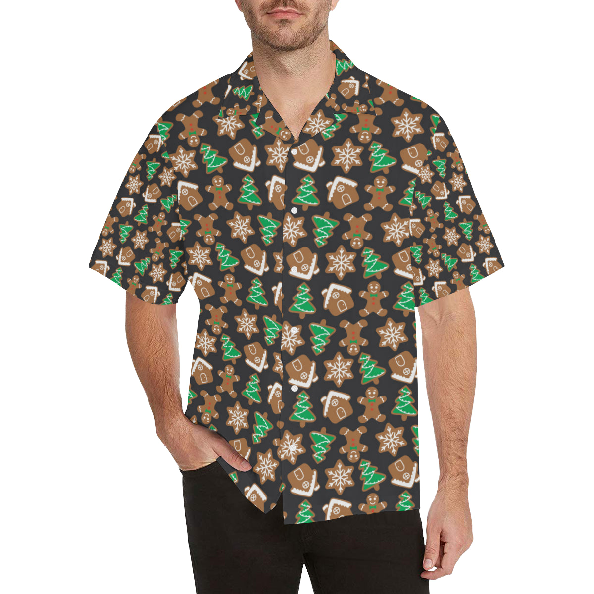 Gingerbread Pattern Print Design 02 Men's Hawaiian Shirt
