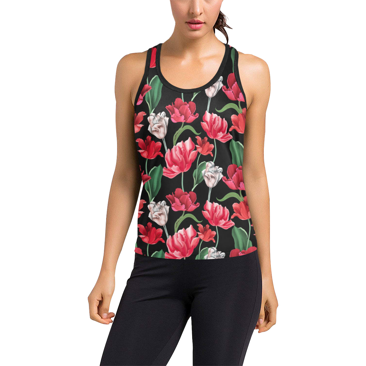Tulip Pattern Print Design TP08 Women's Racerback Tank Top