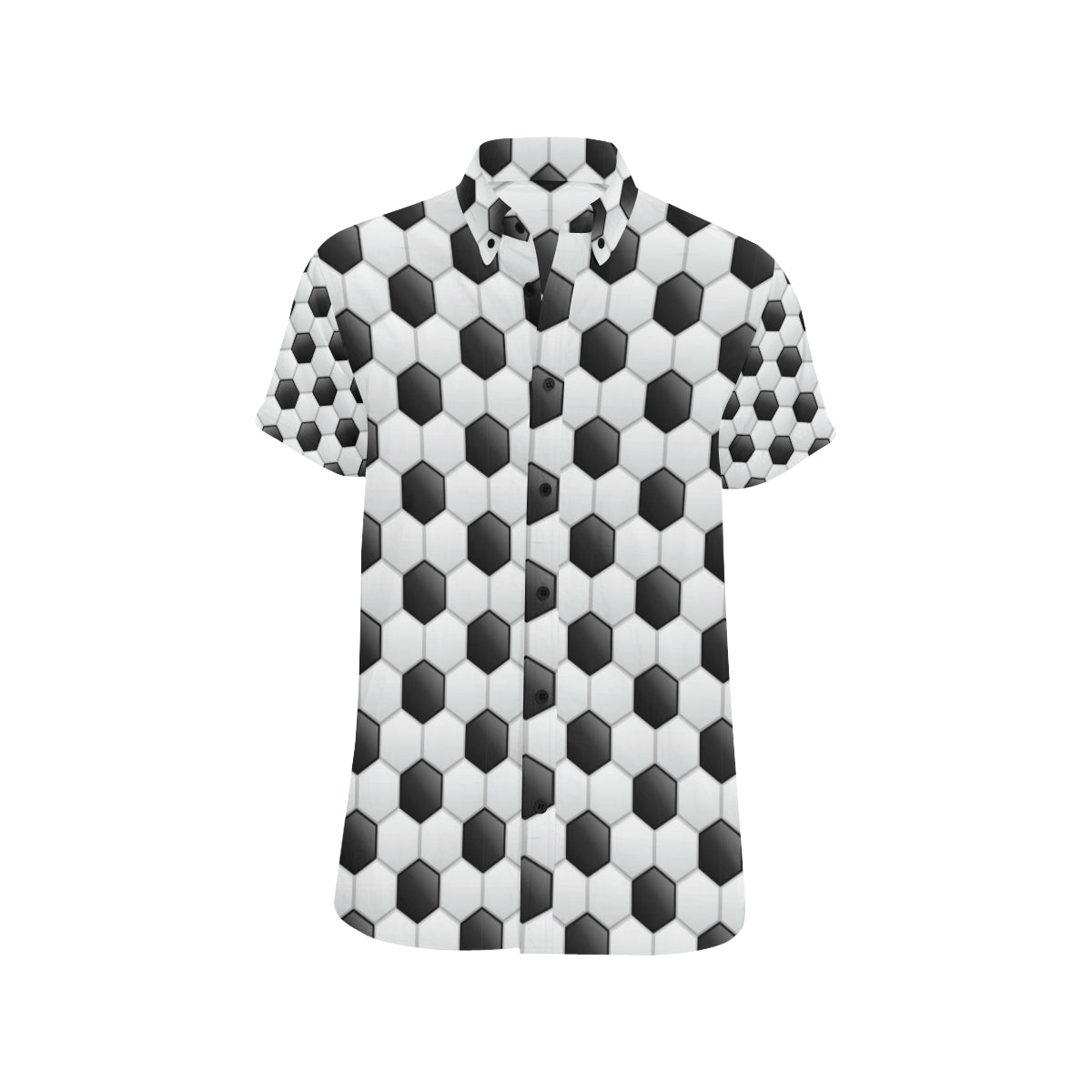 Soccer Ball Texture Print Pattern Men's Short Sleeve Button Up Shirt
