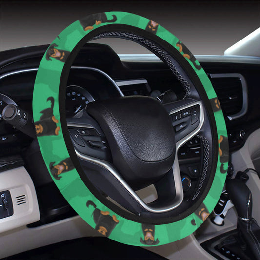 Beauceron Pattern Print Design 01 Steering Wheel Cover with Elastic Edge