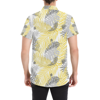 Palm Leaves Pattern Print Design PL012 Men's Short Sleeve Button Up Shirt