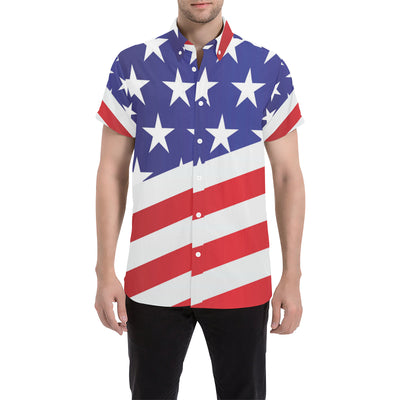 American flag Print Men's Short Sleeve Button Up Shirt