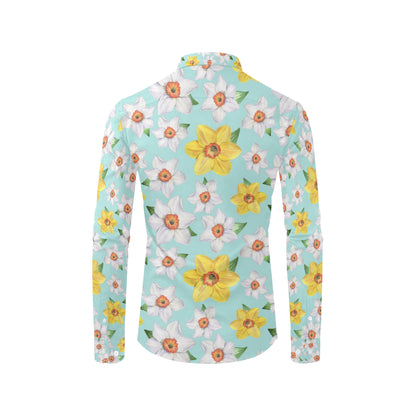 Daffodils Pattern Print Design DF07 Men's Long Sleeve Shirt