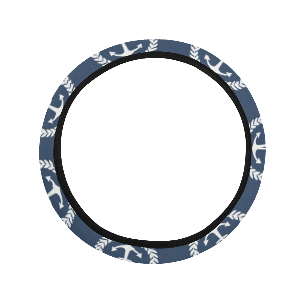 Anchor Pattern Print Design 04 Steering Wheel Cover with Elastic Edge