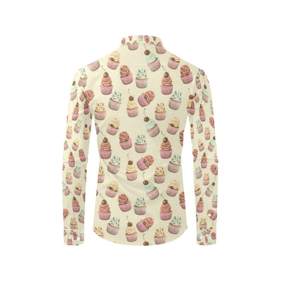 Cupcake Pattern Print Design 04 Men's Long Sleeve Shirt