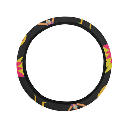 Hula Dancers Hawaiian Girl Pattern Print Design 03 Steering Wheel Cover with Elastic Edge