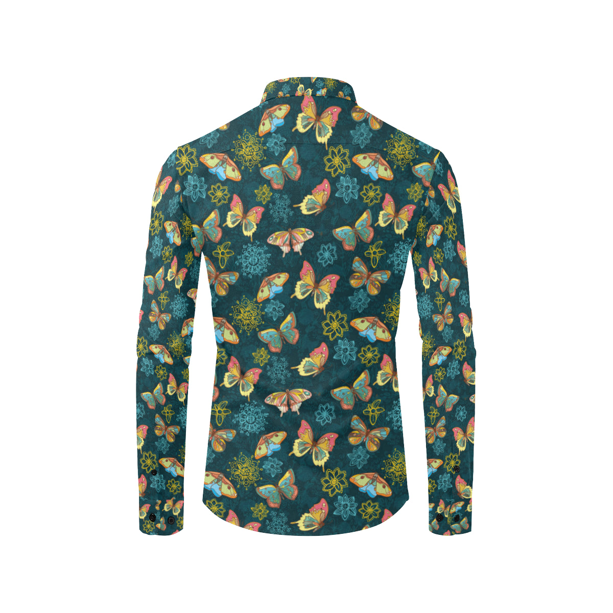 Butterfly Hand Draw Print Pattern Men's Long Sleeve Shirt