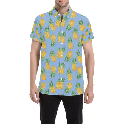Pineapple Pattern Print Design A04 Men's Short Sleeve Button Up Shirt