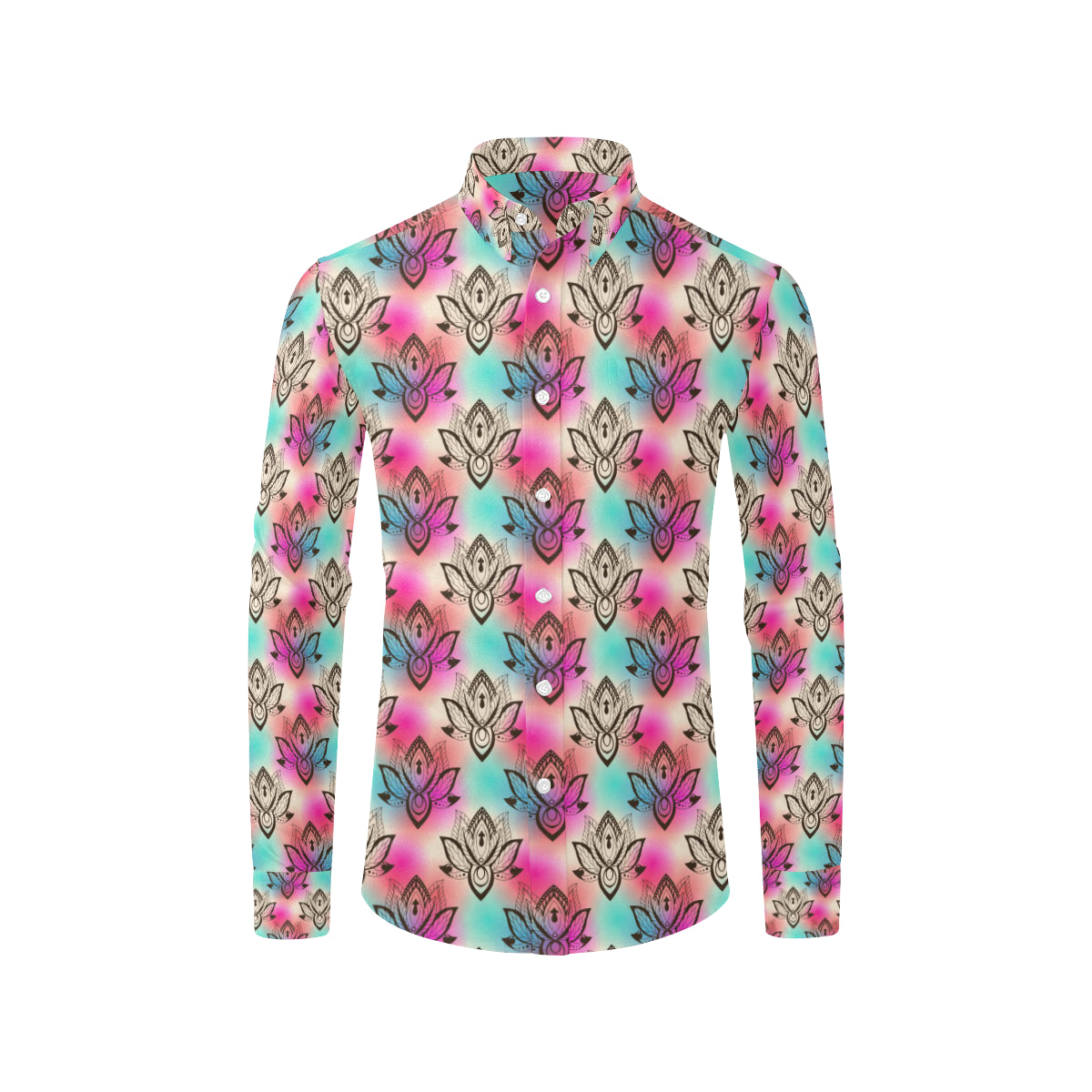lotus Boho Pattern Print Design LO02 Men's Long Sleeve Shirt