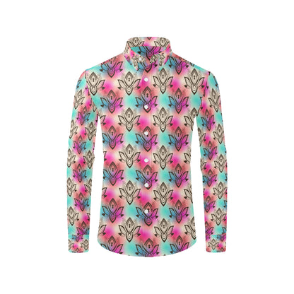 lotus Boho Pattern Print Design LO02 Men's Long Sleeve Shirt