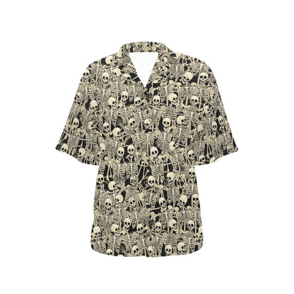 Skeleton Design Print Women's Hawaiian Shirt