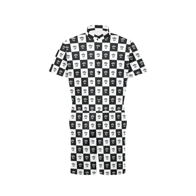 Checkered Flag Crown Pattern Men's Romper