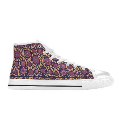 Suzani Print Design LKS303 High Top Women's White Shoes