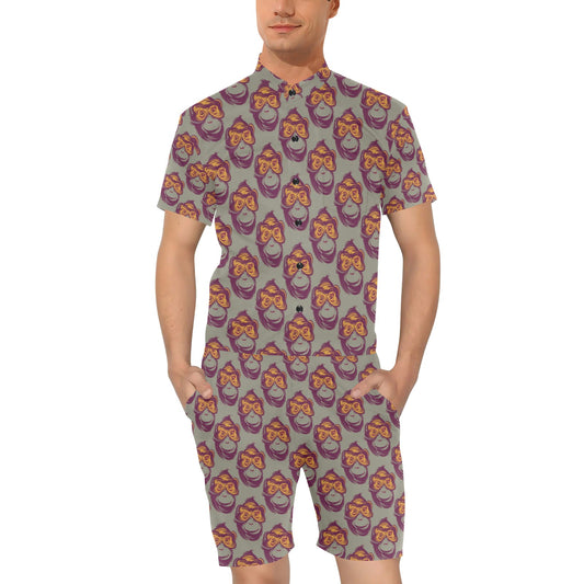 Chimpanzee Pattern Print Design 02 Men's Romper