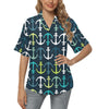 Anchor Pattern Print Design 03 Women's Hawaiian Shirt