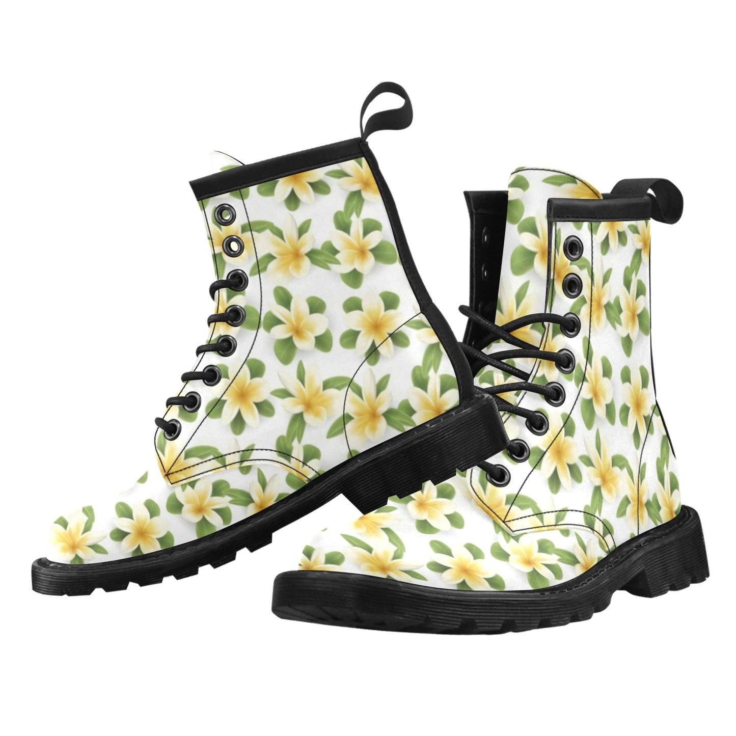 Yellow Plumeria Pattern Print Design PM012 Women's Boots