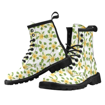 Yellow Plumeria Pattern Print Design PM012 Women's Boots