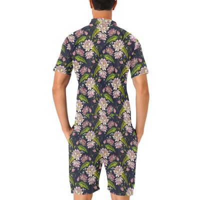 lotus Embroidered Pattern Print Design LO06 Men's Romper