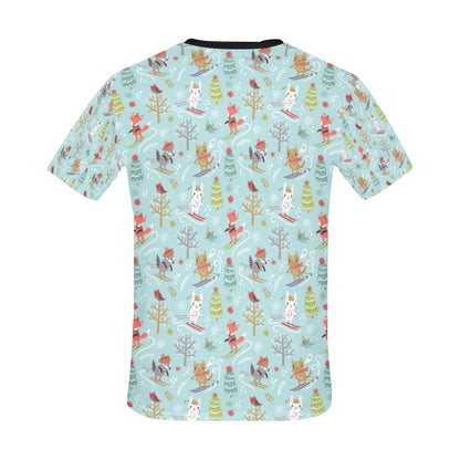 Ski Fox Cute Print Design LKS303 Men's All Over Print T-shirt