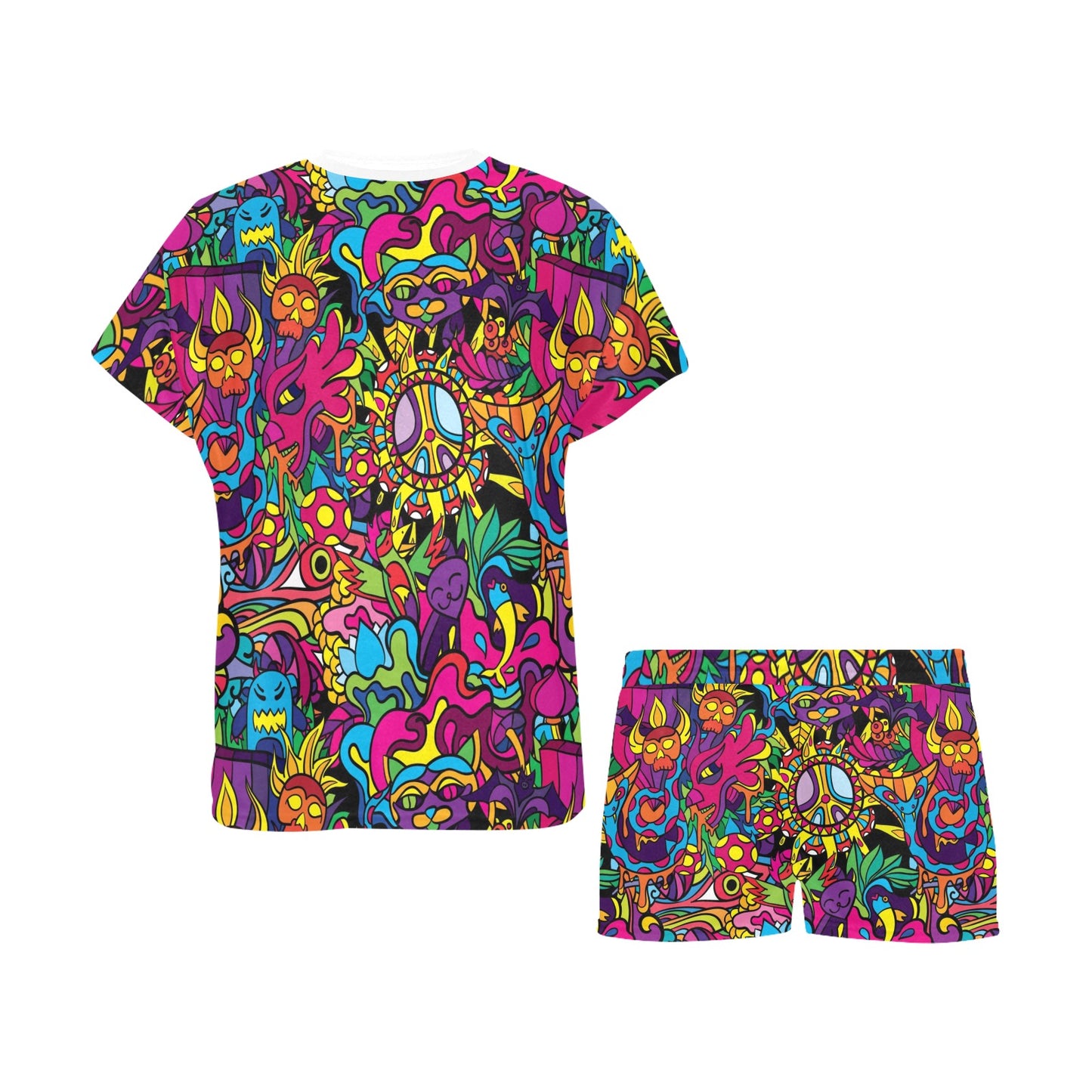 Trippy Print Design LKS304 Women's Short Pajama Set