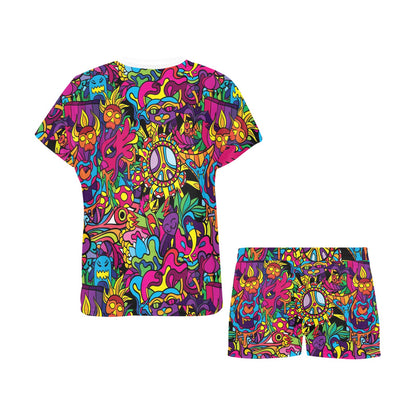 Trippy Print Design LKS304 Women's Short Pajama Set