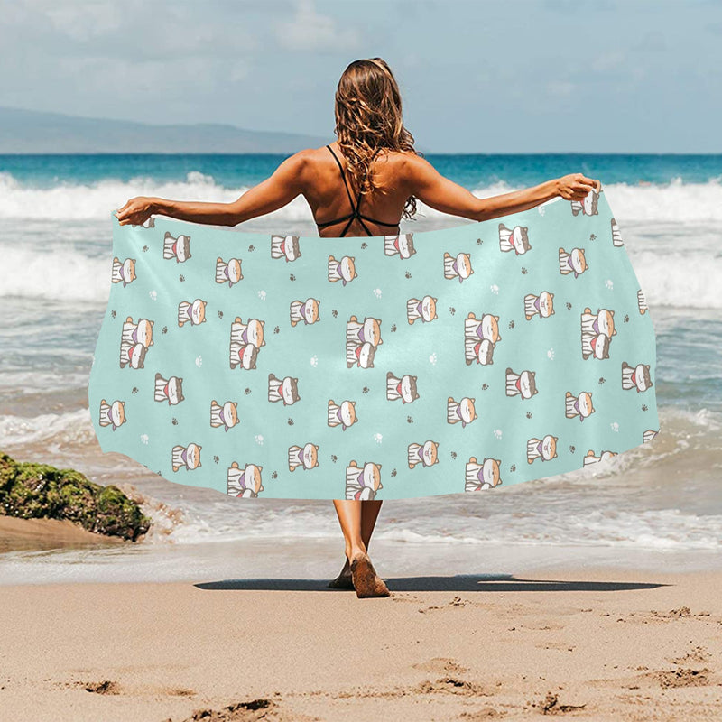 Shiba Inu Print Design LKS302 Beach Towel 32" x 71"