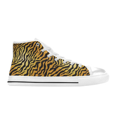 Tiger Print Design LKS302 High Top Women's White Shoes