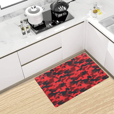 Camo Red Pattern Print Design 03 Kitchen Mat