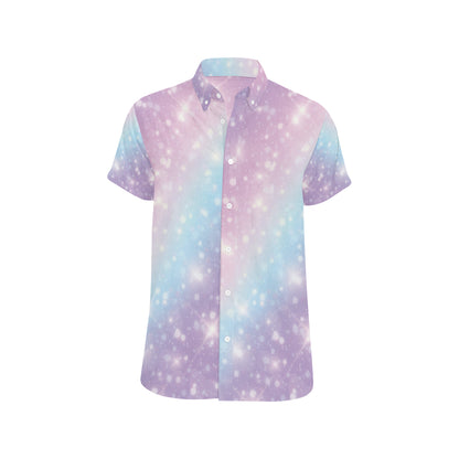 Cosmic Pastel Pattern Print Design 02 Men's Short Sleeve Button Up Shirt