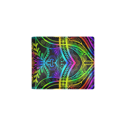 Neon Trible Rainbow Pattern Print Design A01 Men's ID Card Wallet