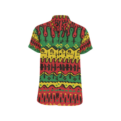 Rasta Pattern Print Design A01 Men's Short Sleeve Button Up Shirt