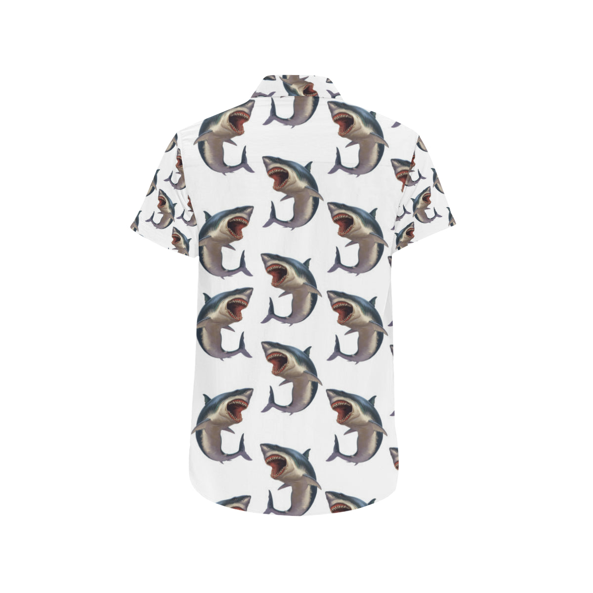 Great White Shark Pattern Print Design 03 Men's Short Sleeve Button Up Shirt
