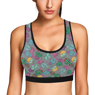 Cactus Colorful Print Pattern Sports Bra