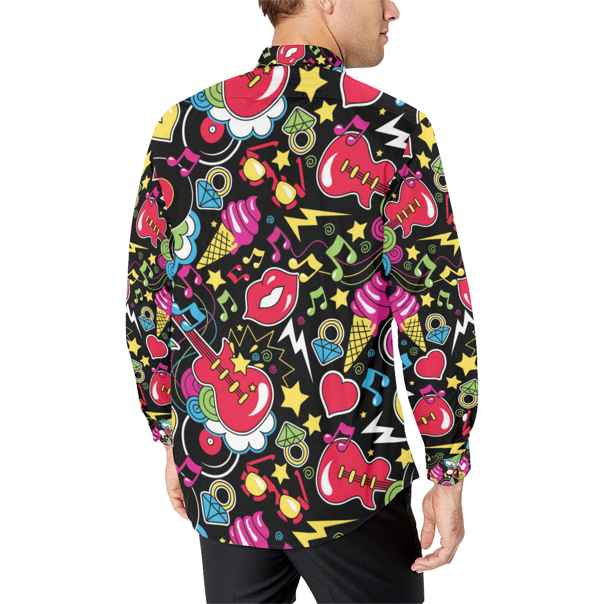 Pop Art Pattern Print Design A04 Men's Long Sleeve Shirt