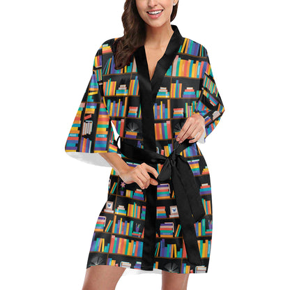 Book Pattern Print Design 05 Women's Short Kimono