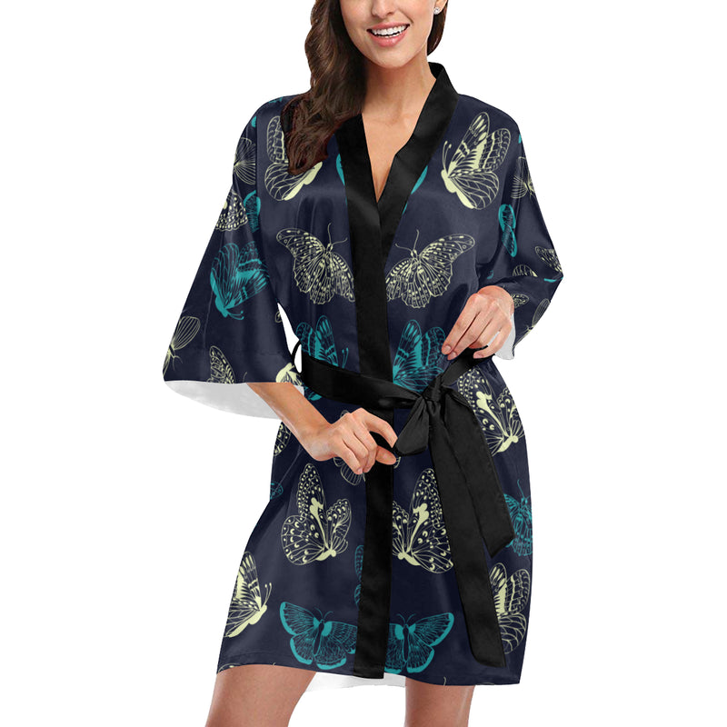 Monarch Butterfly Pattern Print Design 01 Women's Short Kimono