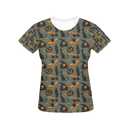 Witch Bat Halloween Print Design LKS305 Women's  T-shirt