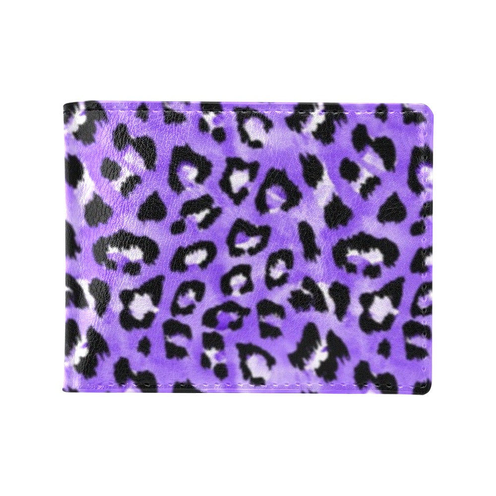 Leopard Purple Skin Print Men's ID Card Wallet