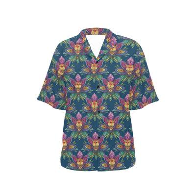 lotus Boho Pattern Print Design LO04 Women's Hawaiian Shirt