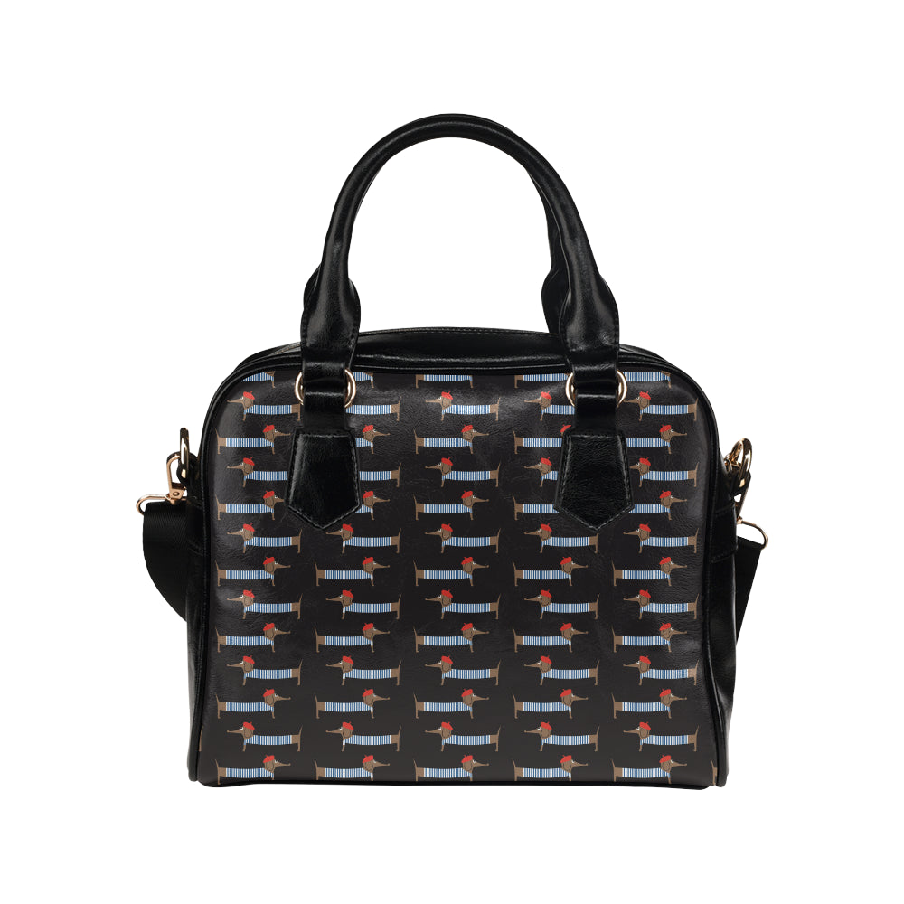 Dachshund Pattern Print Design 04 Shoulder Handbag