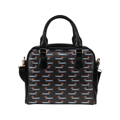 Dachshund Pattern Print Design 04 Shoulder Handbag