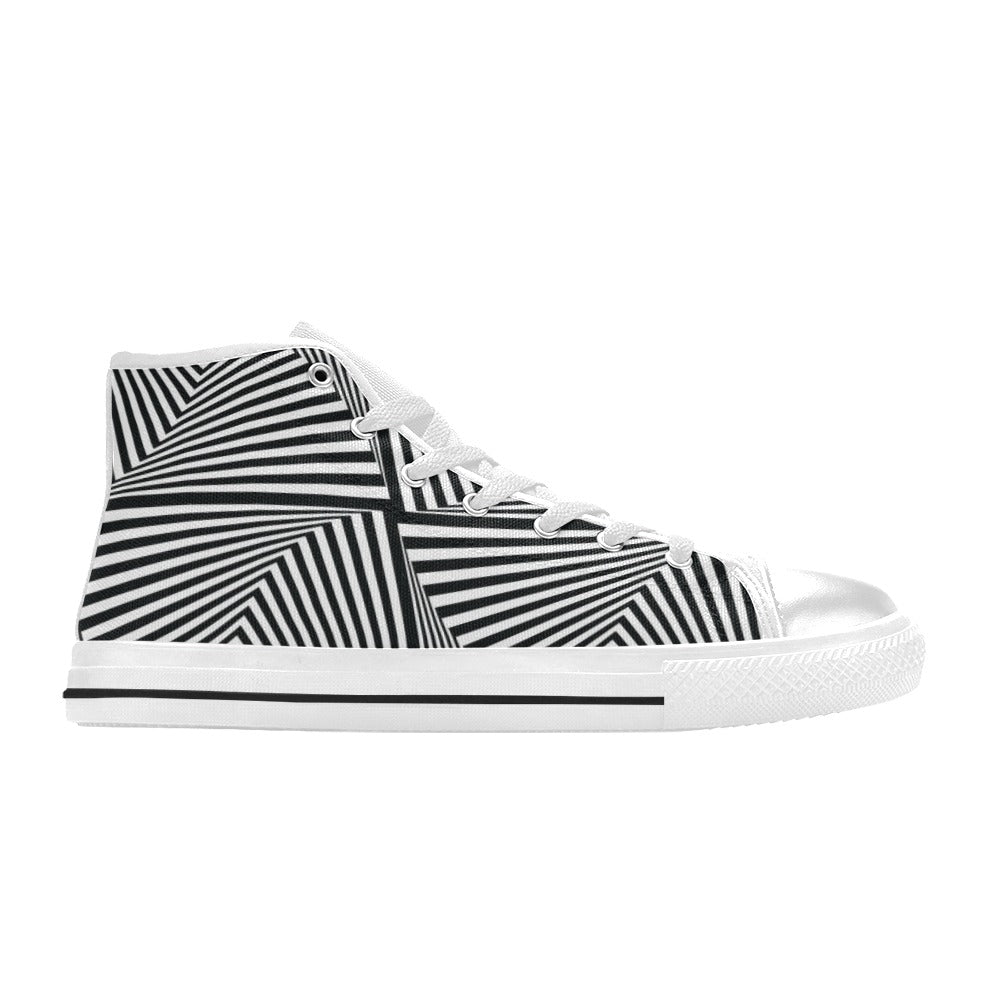 Vortex Print Design LKS302 High Top Women's White Shoes