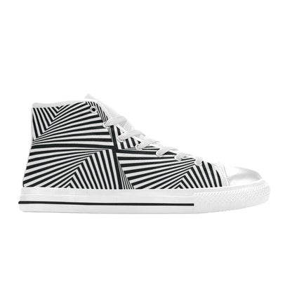 Vortex Print Design LKS302 High Top Women's White Shoes