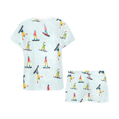 Snowboard Print Design LKS304 Women's Short Pajama Set