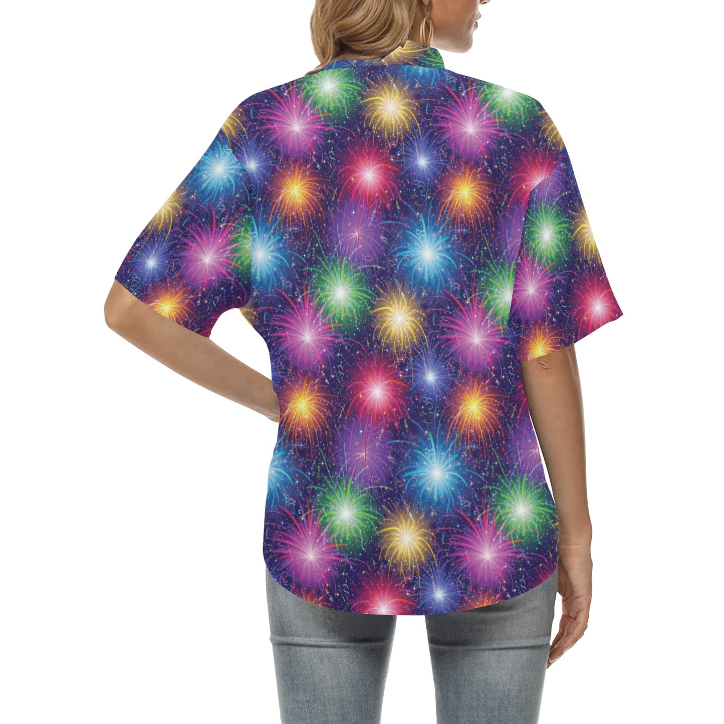 Firework Colorful Print Design LKS301 Women's Hawaiian Shirt