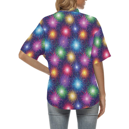 Firework Colorful Print Design LKS301 Women's Hawaiian Shirt