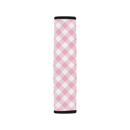 Gingham Pink Pattern Print Design 02 Car Seat Belt Cover