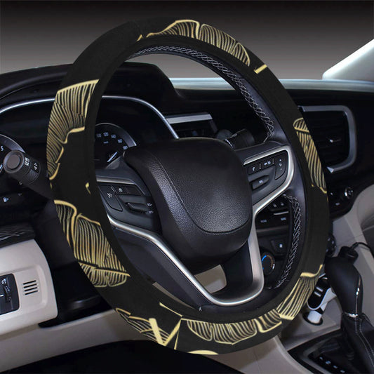 Banana Leaf Pattern Print Design BL07 Steering Wheel Cover with Elastic Edge