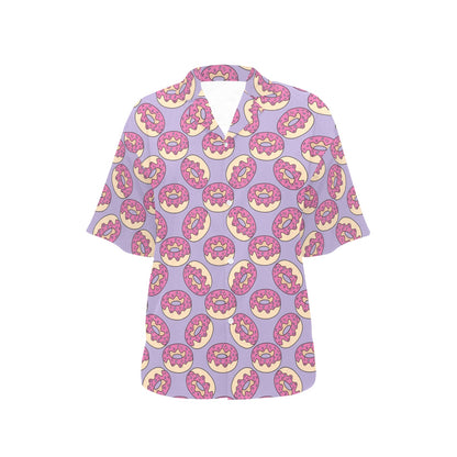 Donut Pattern Print Design DN015 Women's Hawaiian Shirt